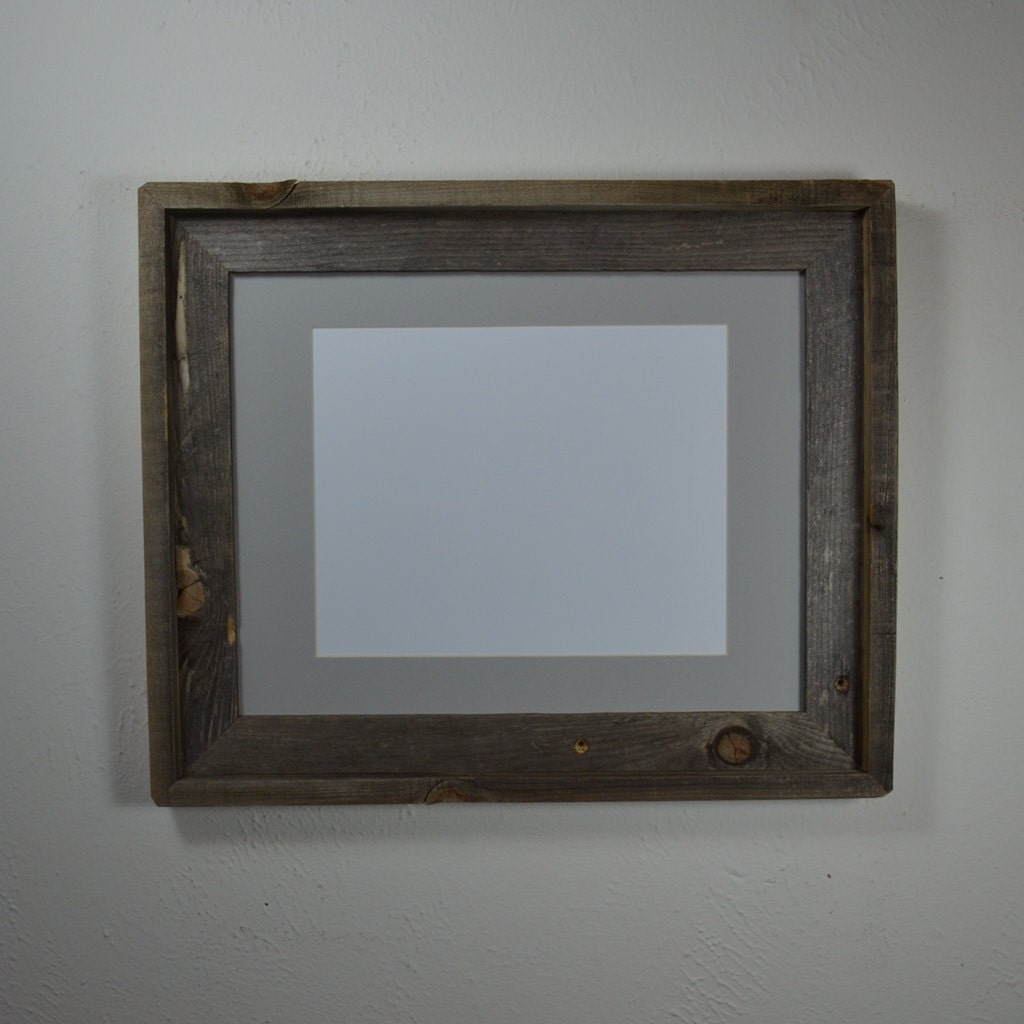 11 x 14 picture frame with gray mat for 8x10 or 9x12 by barnwood4u
