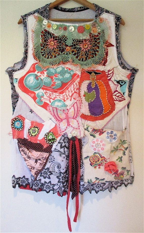 Wearable MEXICAN FOLK ART Dress Fabric Collage Clothing by MyBonny