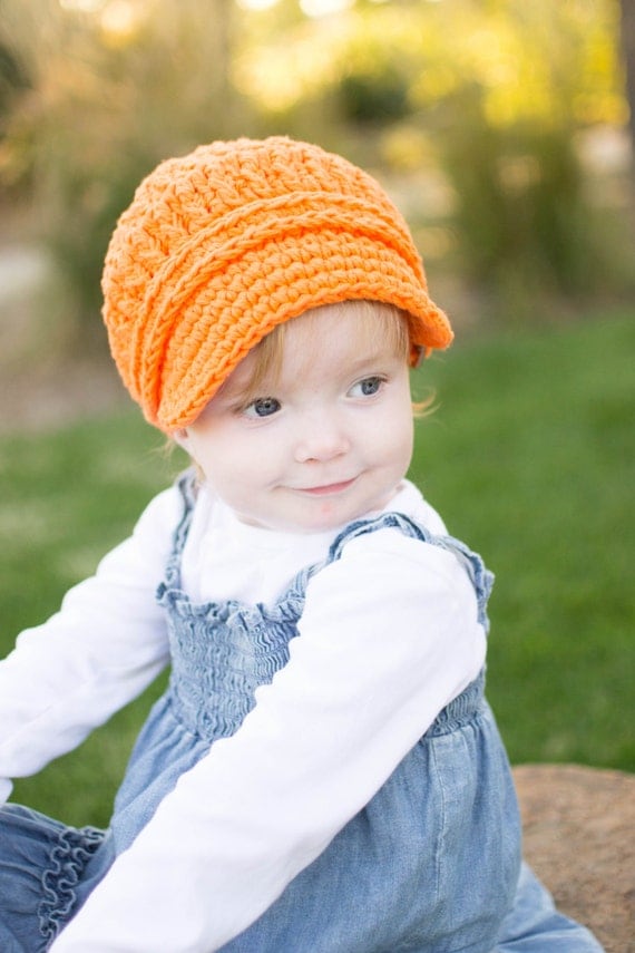 Orange Toddler Newsboy Cap 2T to 4T Toddler Girl Newsboy Hat
