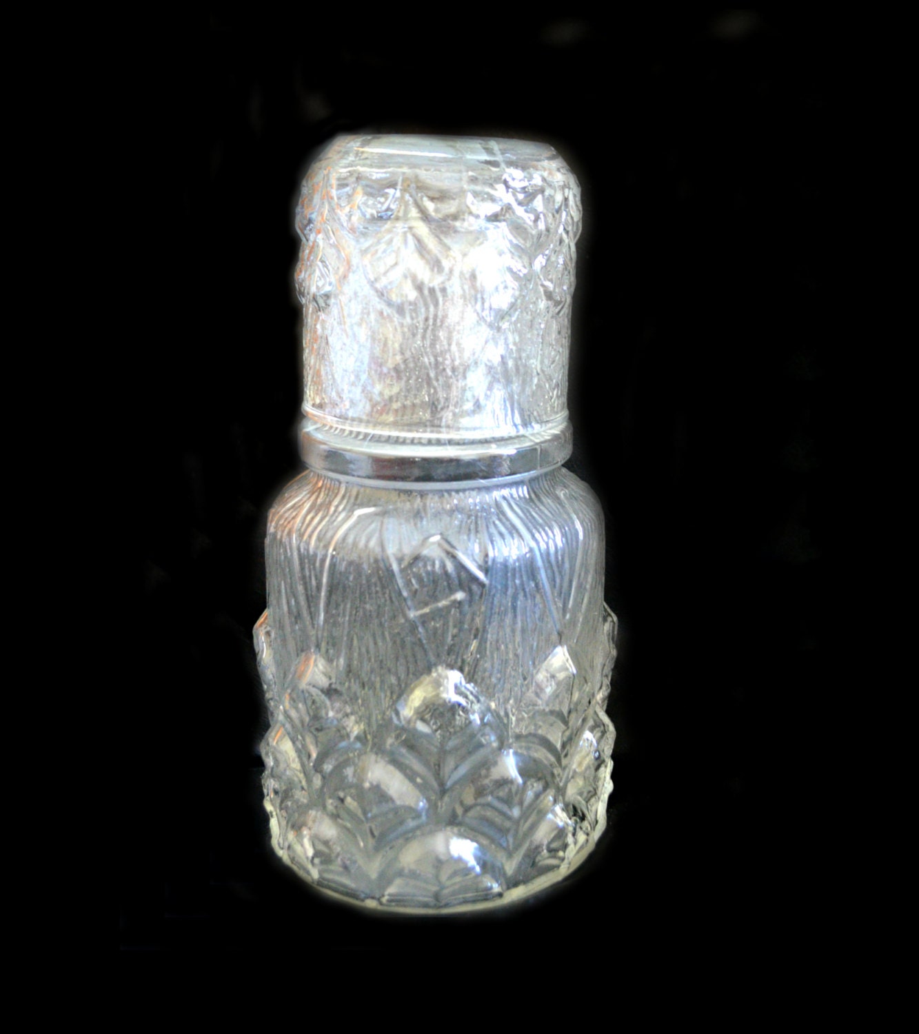 Vintage Bedside Water Pitcher and Matching Glass Tumbler