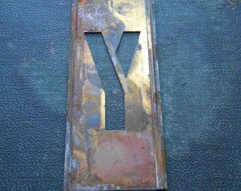 y - vintage brass stencil letter for altered art and crafting - stencil letter monogram