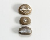 Nature Love 3 - Collection of 3 Painted Stones - Beach Pebble, Meditation - by Natasha Newton
