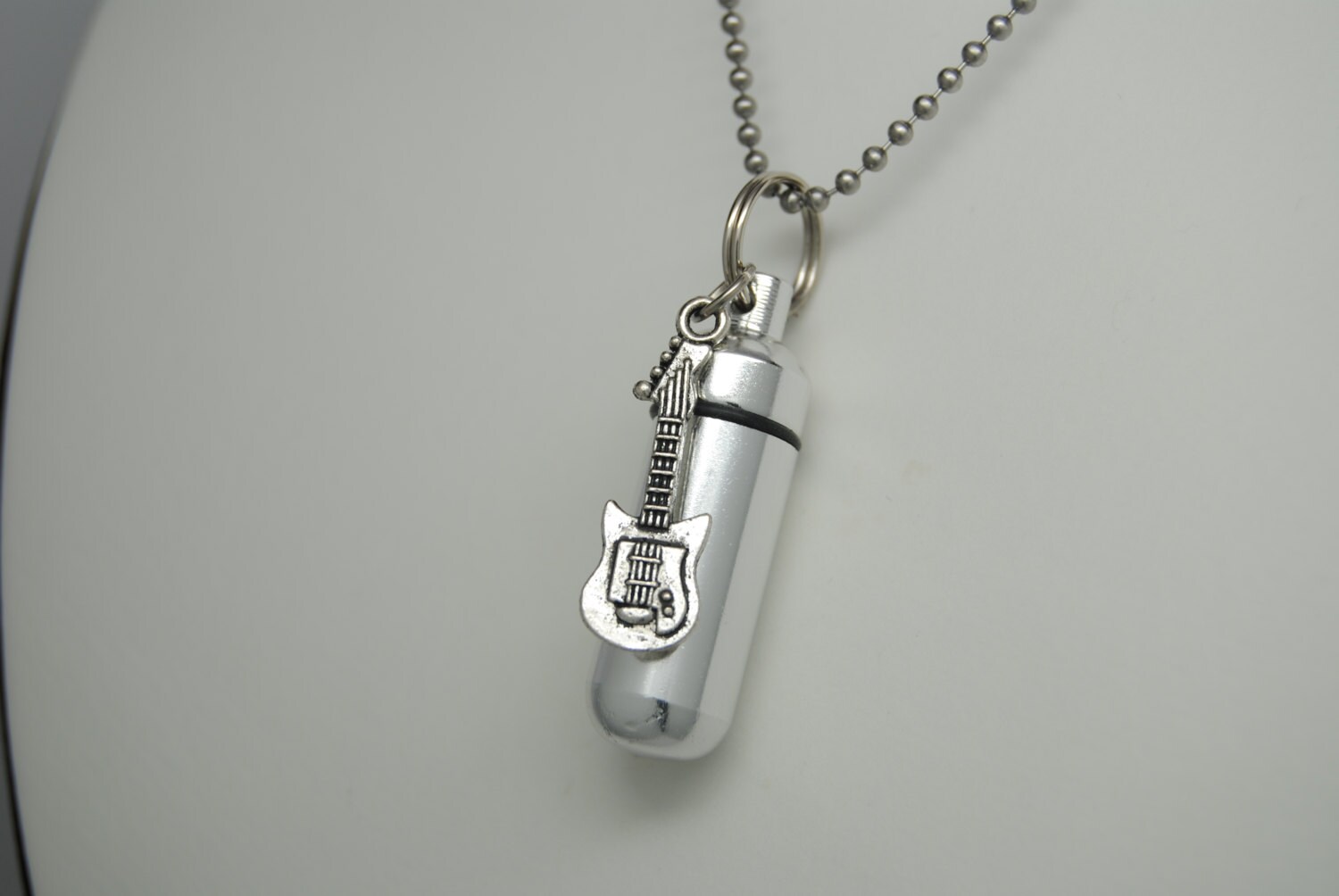 Guitar Cremation Jewelry Engravable Music Urn Necklace For