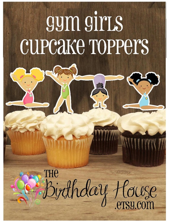 Gym Girls Party - Set of 36 Assorted Gymnast Cupcake Toppers by The Birthday House Il_570xn