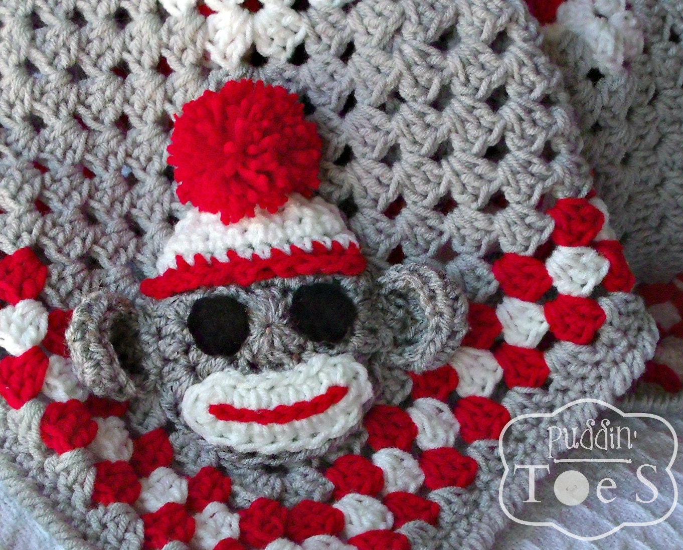 Sock Monkey Blanket Crochet Sock Monkey Baby Blanket by puddintoes