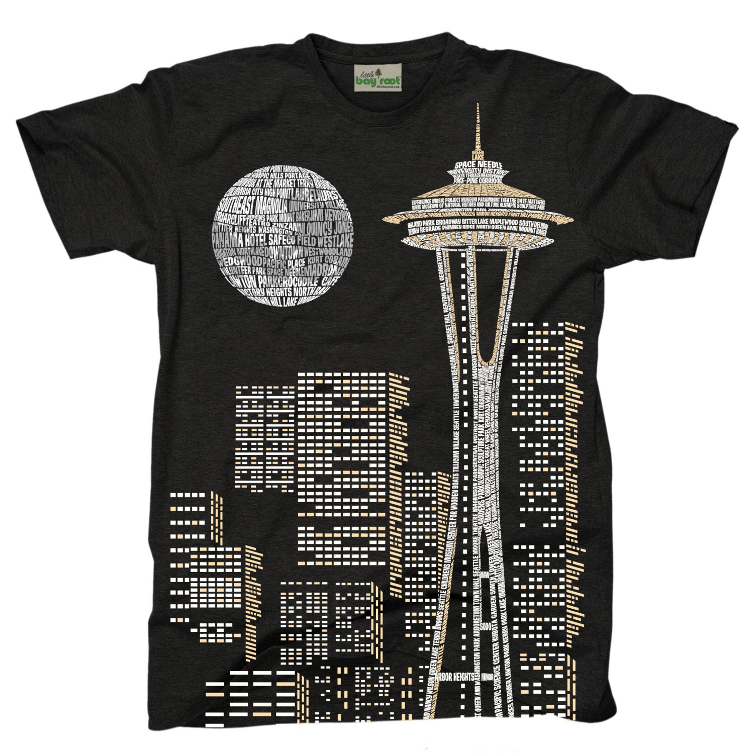 Seattle Skyline in Words TShirt