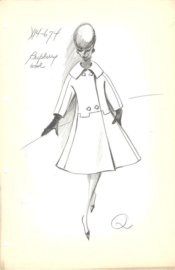 80 Vintage Fashion Sketch Prints 60's and 70's
