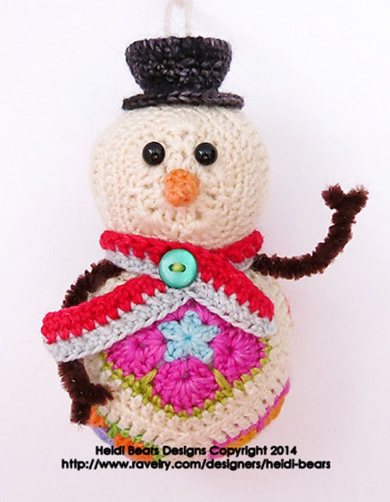 Twig the Snowman African Flower Crochet Pattern
