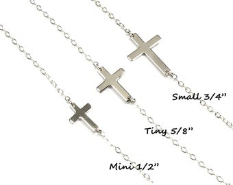 Sideways cross necklace, Taylor Jacobson Horizontal Cross Sterling and Gold filled