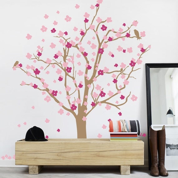 Cherry Blossom Tree Wall Decal Wall Tree Sticker with Cherry