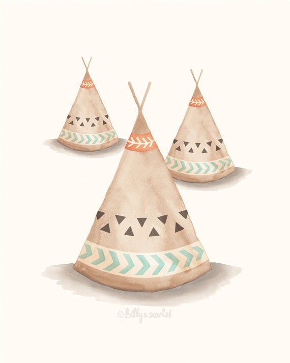 Teepee Print 8x10 / A4 Bohemian/Tribal Nursery Art