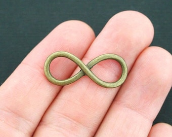8 Large Infinity Charms Antique Bronze Tone 2 Sided - BC1135
