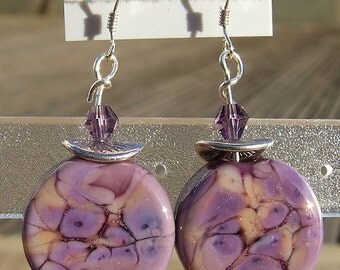 Heather - lampwork bead earrings