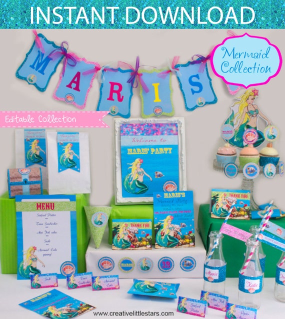 Mermaid Party DIY Printable Kit - INSTANT DOWNLOAD Il_570xn