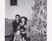 So Much Tinsel- 1950s Vintage Photograph- Living Room Christmas Tree- 50s Christmas Decor- Family Snapshot- Holiday Photo- Paper Ephemera