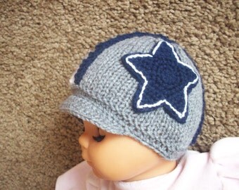 Newborn photo prop, Dallas Cowboys helmet hat, newborn knit hat, newborn hat, newborn boy hat, newborn girl, photo props, newborn beanie