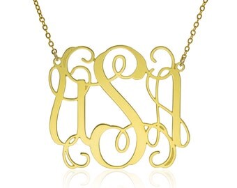 Monogram Necklace 1.25 inch- Personalized Necklace Monogrammed Necklace bridesmaid gift