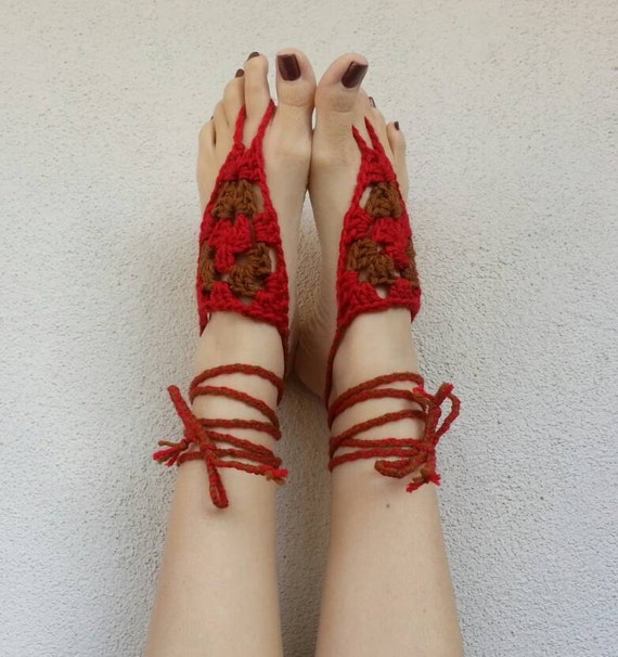 Barefoot Sandals - Yoga Shoes - Handmade Sandals - Crocheted Shoes ...