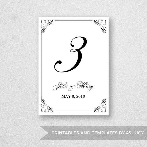 Table Number Template Printable INSTANT DOWNLOAD For Word