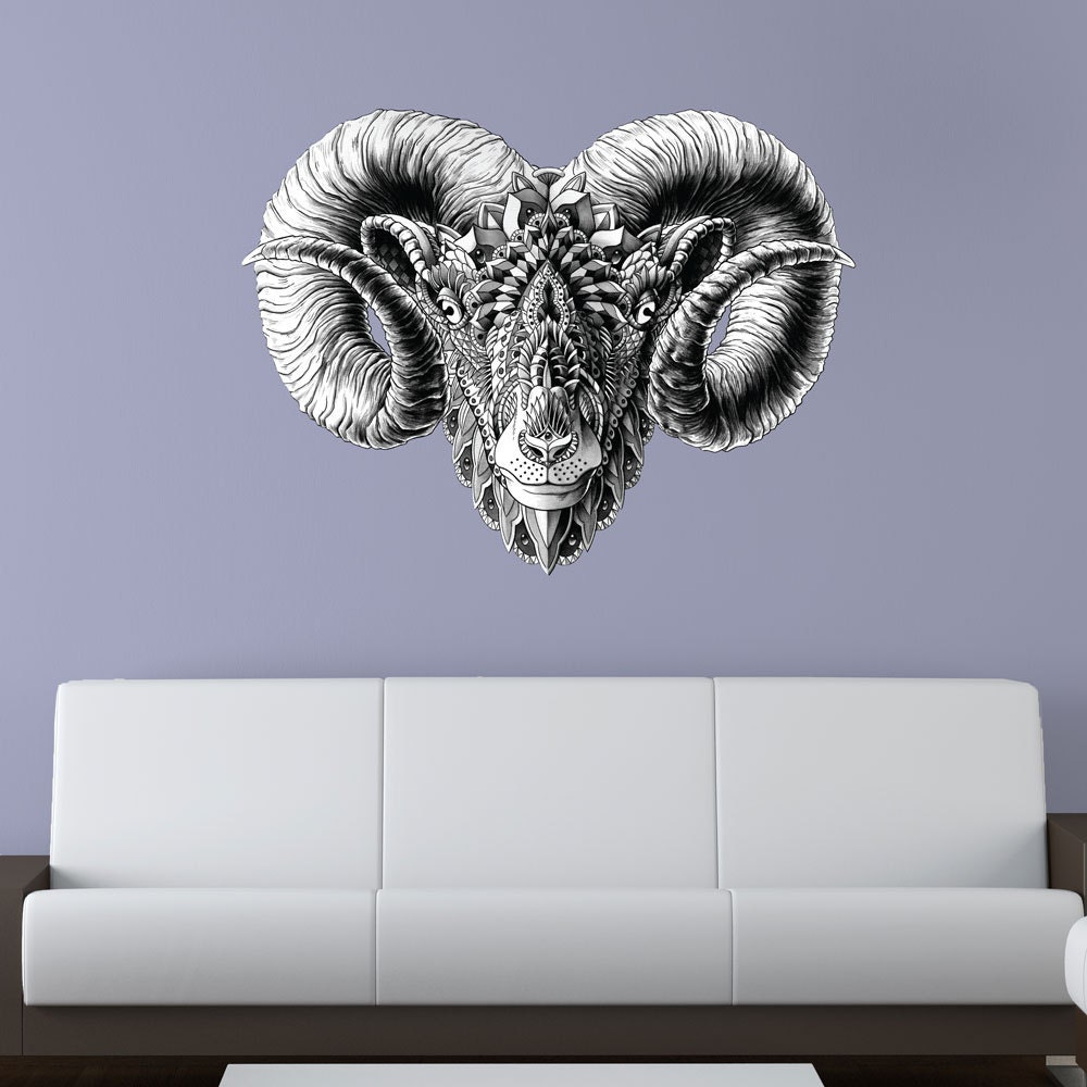 Rams Head Wall Sticker Decal Ornate Animal Art by MyWallStickers