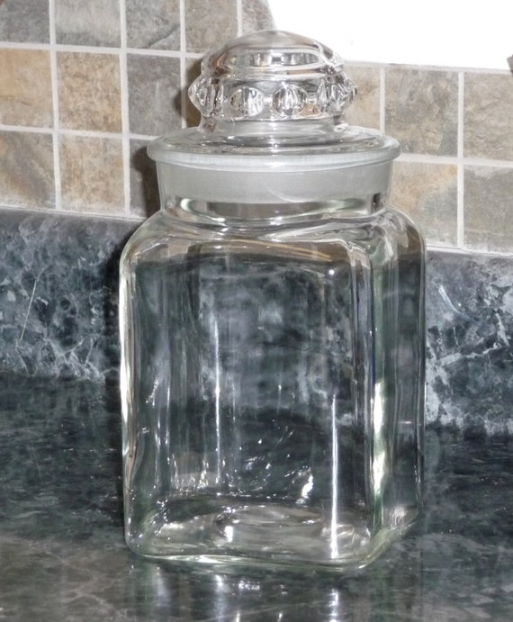 Large Glass Square Apothecary Jar 9.5in x 5in by MyFrenchTexas