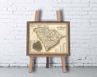 Map of South Carolina - Vintage map reproduction - Giclee print