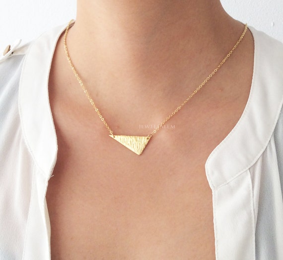 Gold Triangle Necklace Geometric Shape Pendant by Jewelsalem