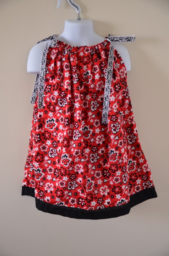 Items similar to Pillowcase Red, Black and White Dress size 2 only on Etsy