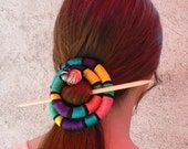 Multicolor hair slide Barrette Rainbow brooch Hair accessory Circular fascinator