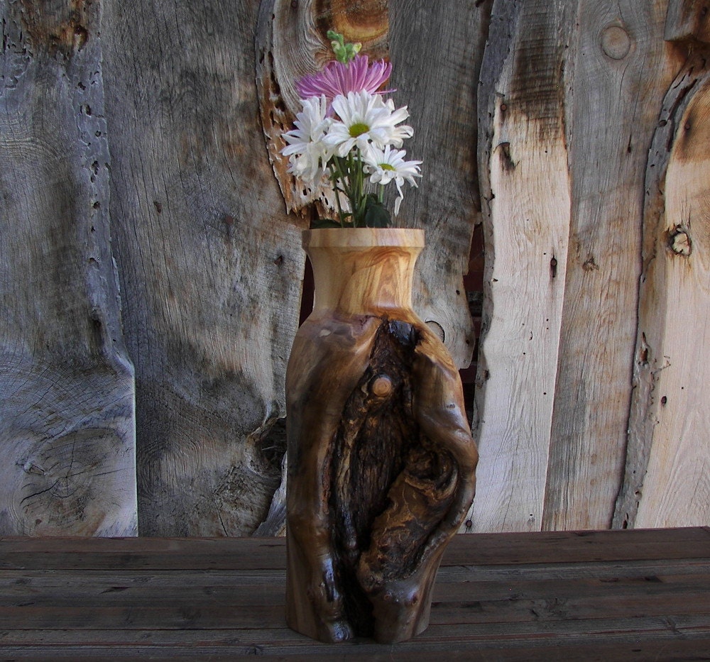 Rustic Log Vase Aspen Wood Home Décor Accent by