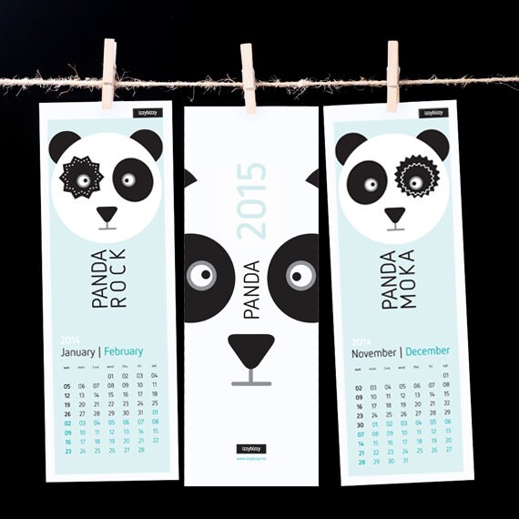 Items similar to 2015 Printable Panda Calendar / Instant Download ...
