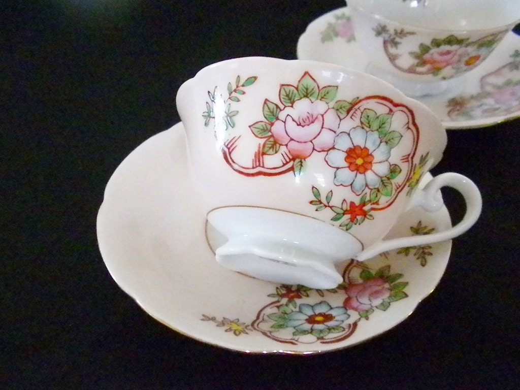 2 Occupied Japan Two Trimont Tea Cups and Saucers by oldandnew8