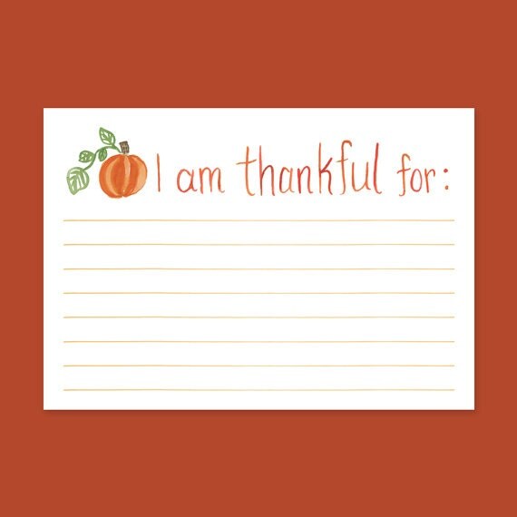 I Am Thankful For Cards Set of 10 Thanksgiving Cards