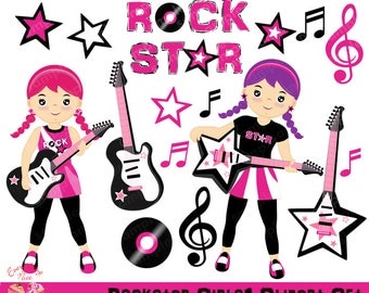 Clip Art Rock Star Clip Art rock star clipart etsy rockstar girls set
