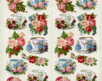 TEA STICKERS, Tea Cup Stickers, Tea Party Stickers, Victorian Tea Stickers, Violette Stickers, Victorian Tea, Violette Tea, Tea Party