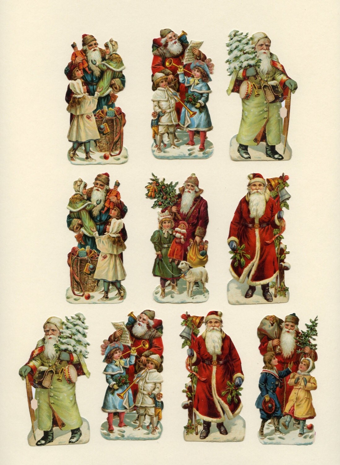 SANTA DIE CUTS Victorian Christmas Santa Scrap Reliefs