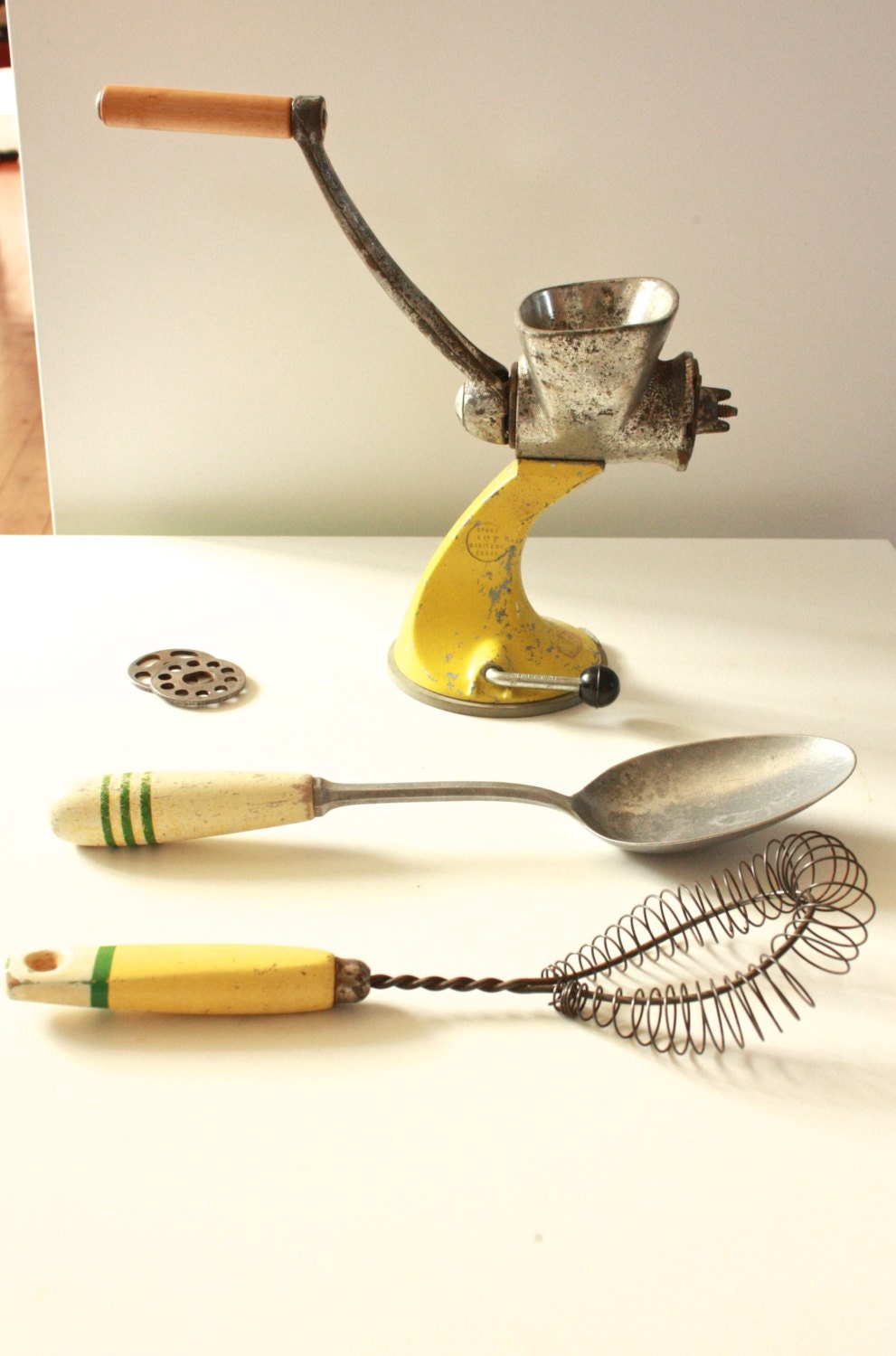 RESERVED CINDY Vintage Yellow Kitchen Utensils Made In England