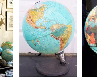 Vintage, Scan Globe A/S. Edition 1985 GB. Made in Denmark, 12", Illuminated, World, Globe, World Globe, Blue, Collectibles, Lighted Globe