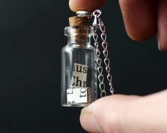 Tiny Books in a bottle necklace - Vial Pendant