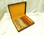 Vintage Boxed Set  of 12 Desert Forks / French Decor / French Tableware / Vintage Cutlery / Vintage Dinning / Sweet Serving