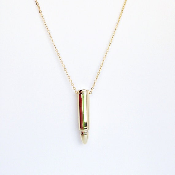 Gold Bullet Necklace Jinx Necklace Bullet by TheGlitteredGal