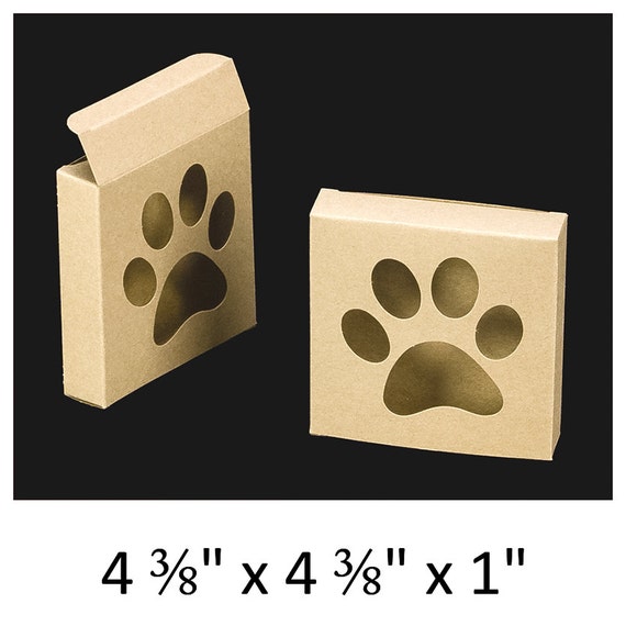 12 Paw Print Kraft Window Boxes 4inch Square Dog Treats