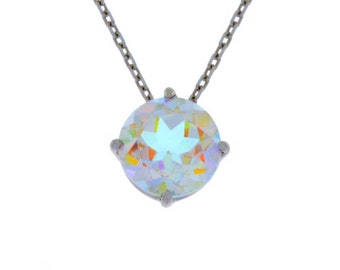 2 Ct Genuine Mercury Mist Mystic Topaz Round Pendant .925 Sterling Silver Rhodium Finish