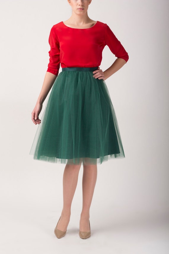 Green tulle skirt Light tulle skirt Handmade tutu skirt