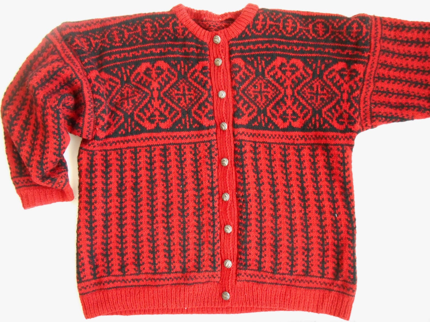 Vintage Norwegian cardigan Scandinavian Sweater Nordic pattern