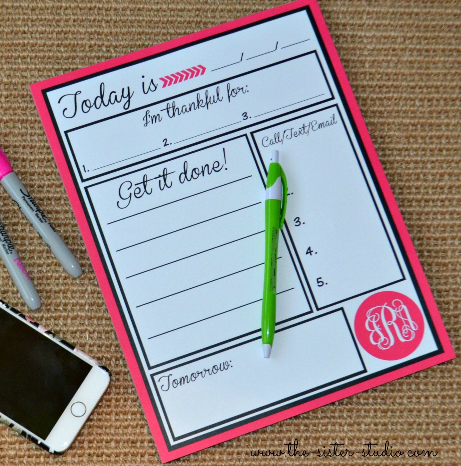 ANY COLOR Personalized 8.5 x 11 Day Planner Monogrammed