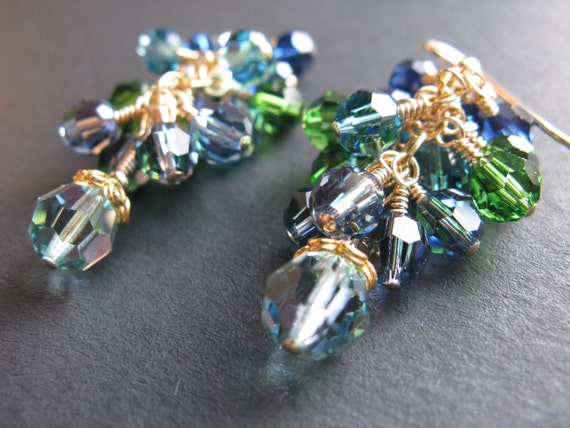 Swarovski Crystal Cascade Earrings Gold By Pacificoceanlover