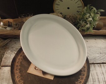 Vintage / White Ironstone Platter / Ironstone Plate / Poland / Oval Ironstone Platter