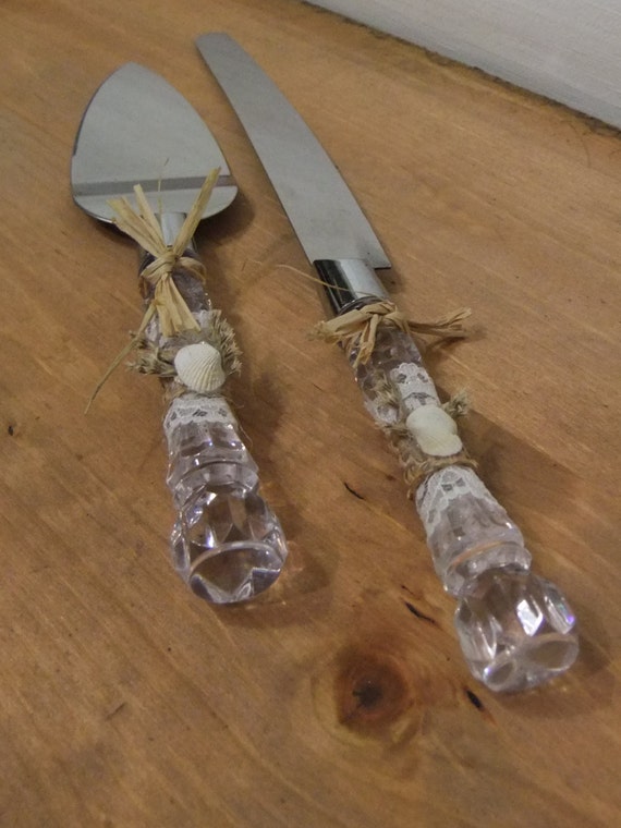  Wedding  Cake  Knife  and Server  Set  Rustic Beach  by 