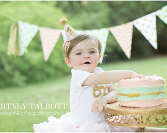 Smash Cake || First Birthday Hat || 1st Birthday Party Hat || First Birthday Party Hat || Pink And Gold First Birthday
